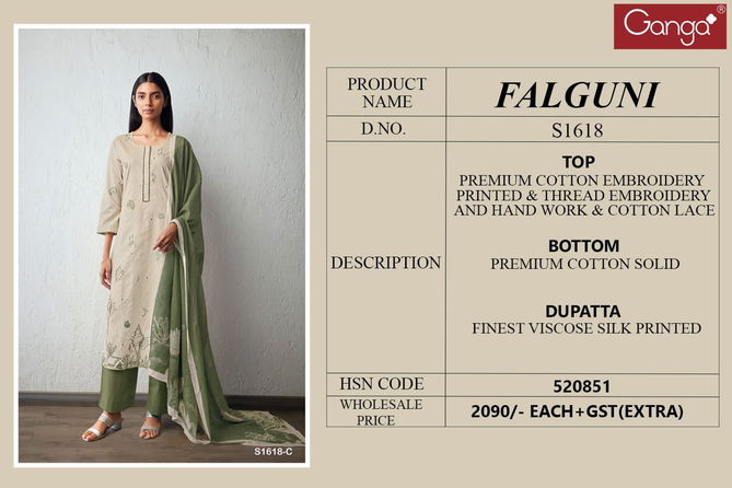 Falguni S1618 By Ganga Cotton Salwar Suits Catalog